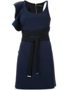 David Koma Double Front Zip Ruffle Dress - Blue