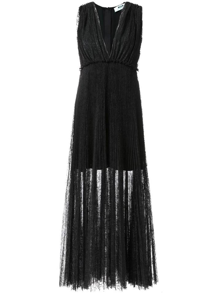 Msgm Pleated Layer Dress, Women's, Size: 38, Black, Polyester
