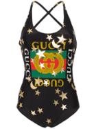 Gucci Sparkling Logo-print Swimsuit - Black