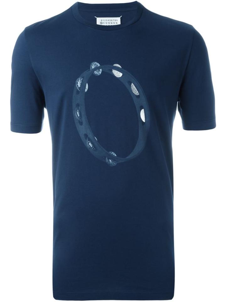 Maison Margiela Tambourine Print T-shirt, Men's, Size: 54, Blue, Cotton