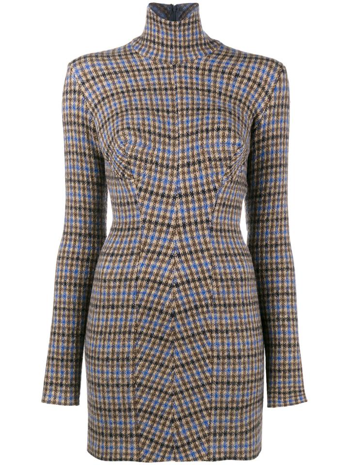 Stella Mccartney Roll Neck Check Dress - Brown