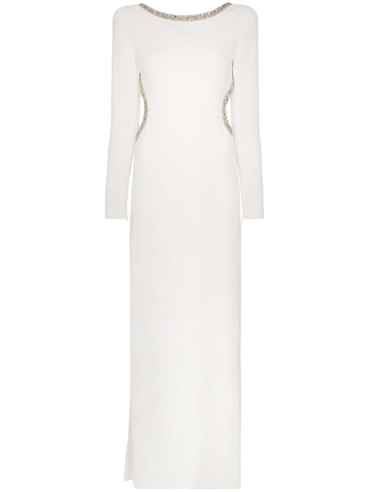 Alessandra Rich Backless Embellished Maxi Dress - White