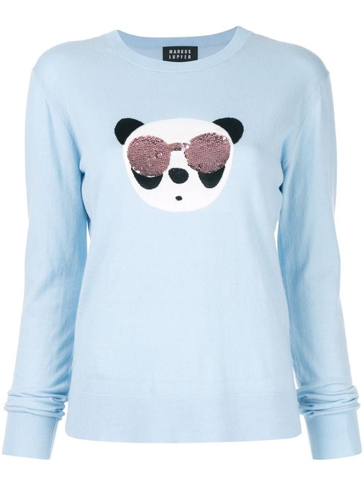 Markus Lupfer Tracy Panda Sequin Sweater - Blue