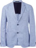 Z Zegna Houndstooth Blazer, Men's, Size: 50, Blue, Cupro/linen/flax