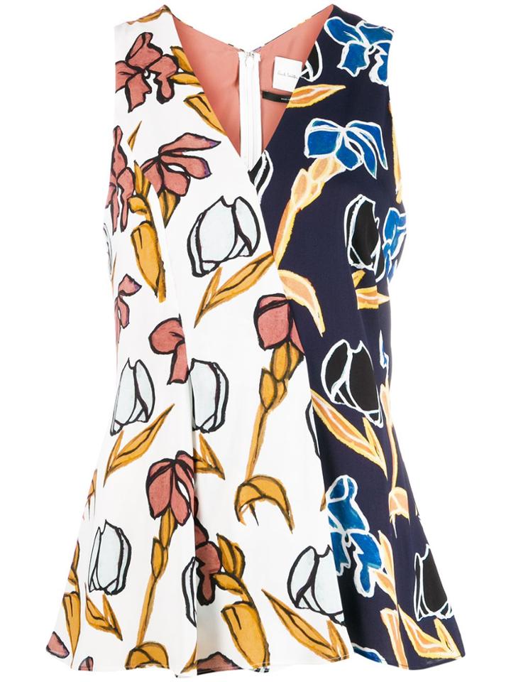Paul Smith Floral Print Peplum Top - Blue