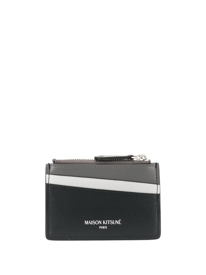 Maison Kitsuné Colour Block Card Holder - Blue