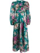 Zimmermann Floral Print Peasant-sleeve Dress - Green