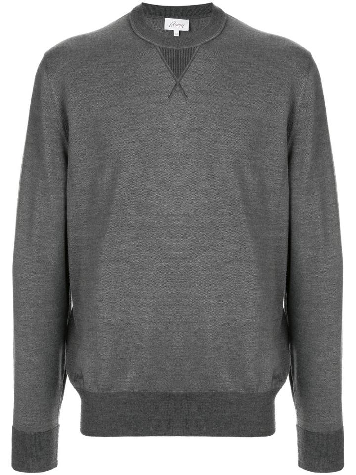Brioni Crew Neck Fine Knit Jumper - Grey