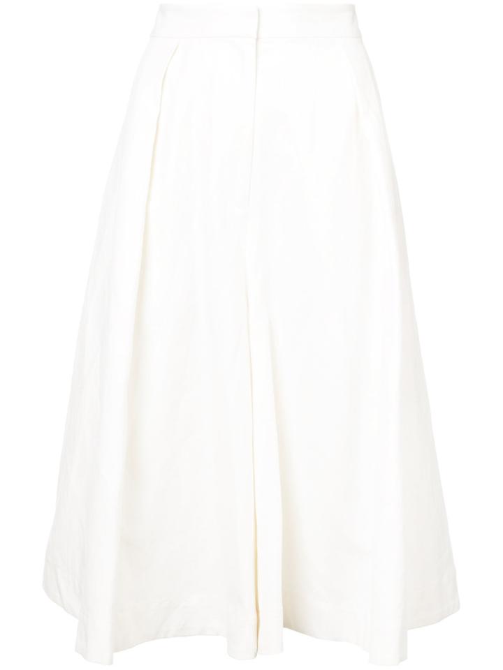 Co Cropped Flared Culottes - White
