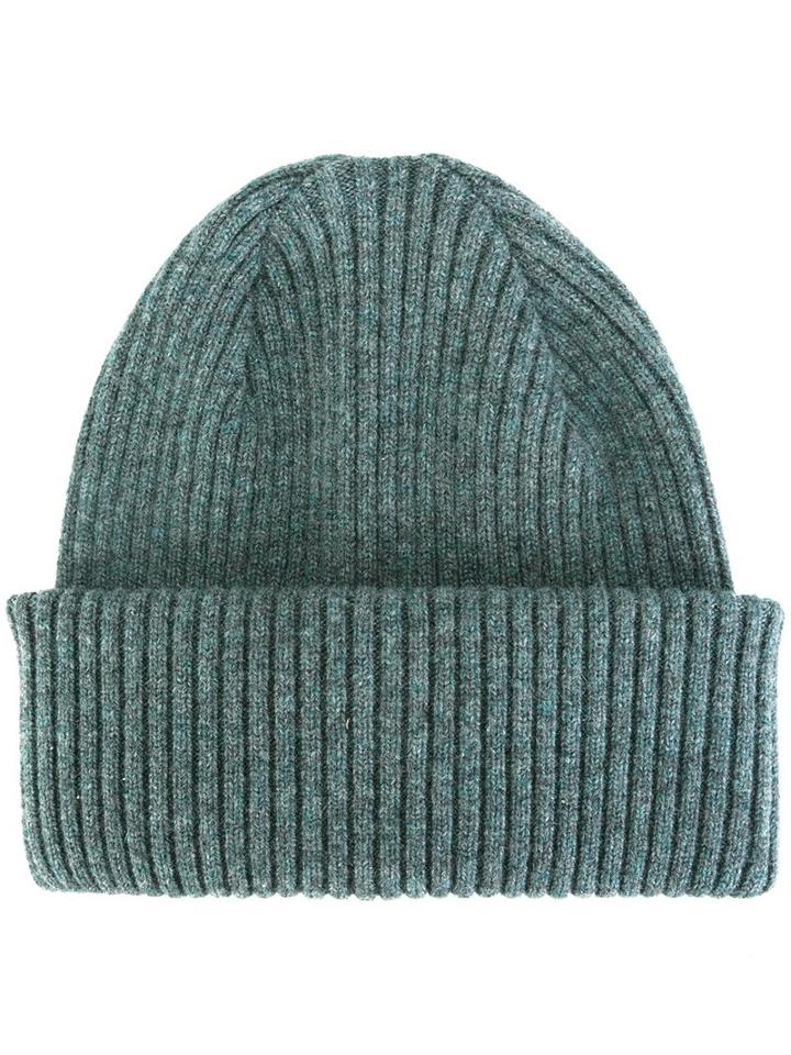 Paul Smith Cashmere Ribbed Beanie, Adult Unisex, Blue, Cashmere