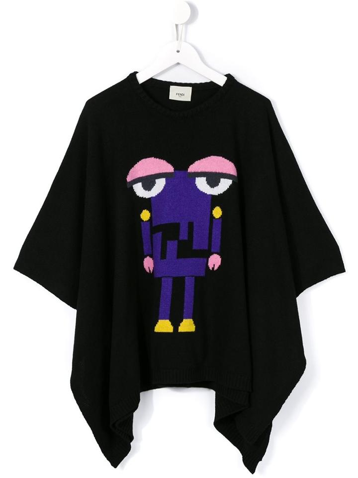 Fendi Kids 'monster Robot' Poncho Jumper, Girl's, Size: 10 Yrs, Black