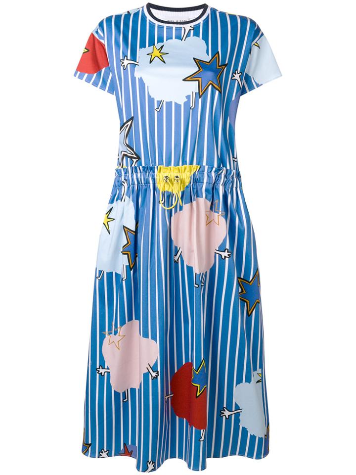 Mira Mikati Monster Stripe Printed T-shirt Dress - Blue