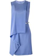 Blumarine Draped Front Dress, Women's, Size: 44, Blue, Silk/acetate/spandex/elastane/spandex/elastane