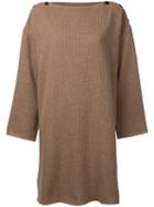 Osakentaro - Oversized Ribbed Jumper - Women - Wool - M, Brown, Wool
