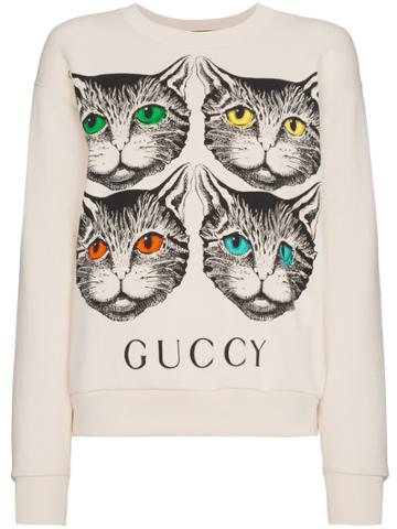Gucci Sweatshirt With Cat Print - White