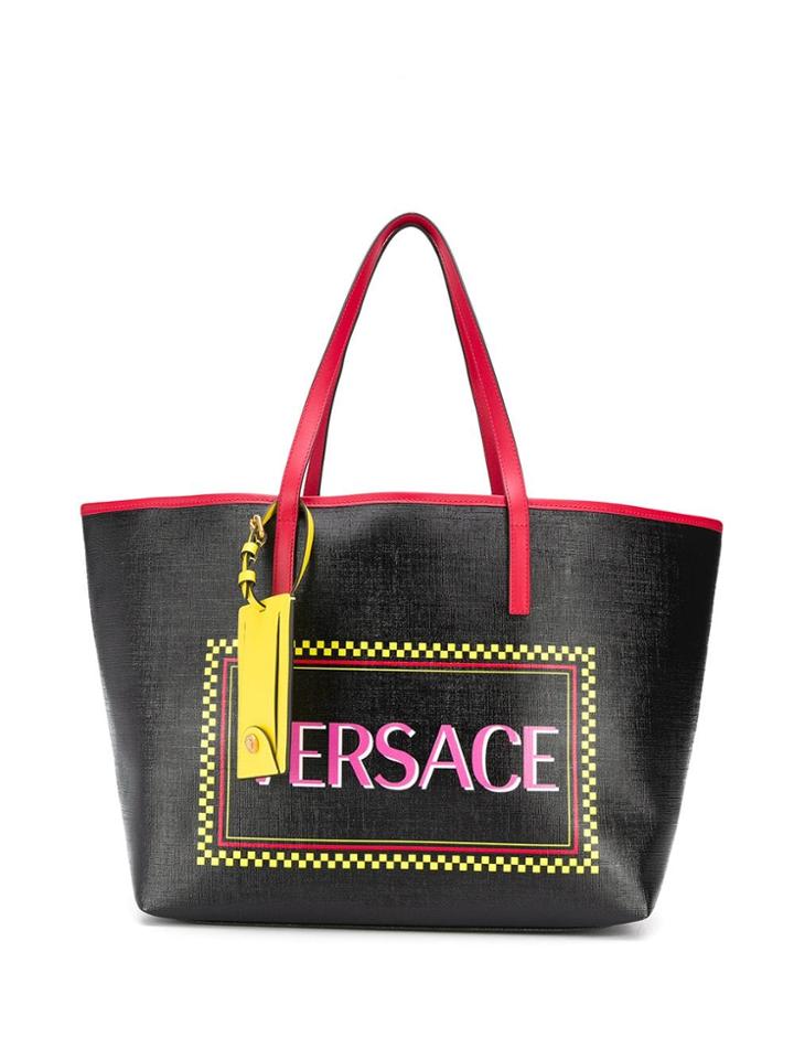Versace 90s Vintage Logo Tote - Black