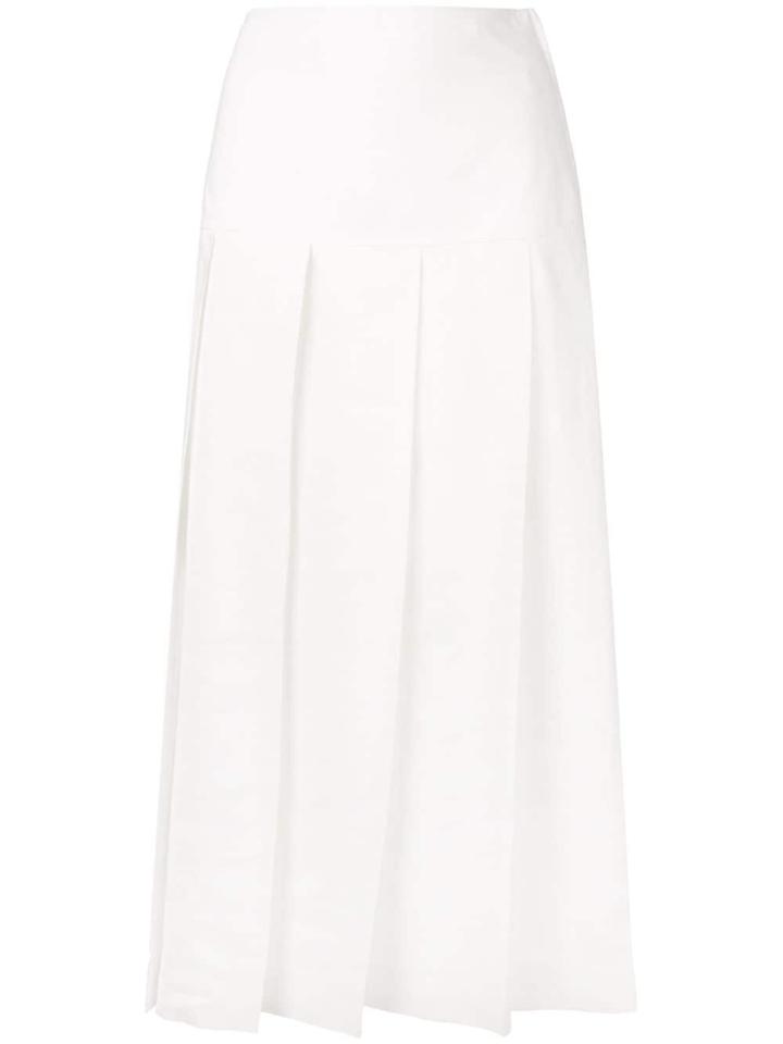Jil Sander Midi Pleated Skirt - White