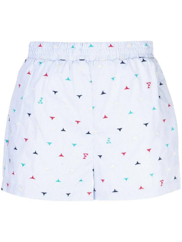 Fleur Du Mal Oxford Logo Striped Boxer Shorts - Blue