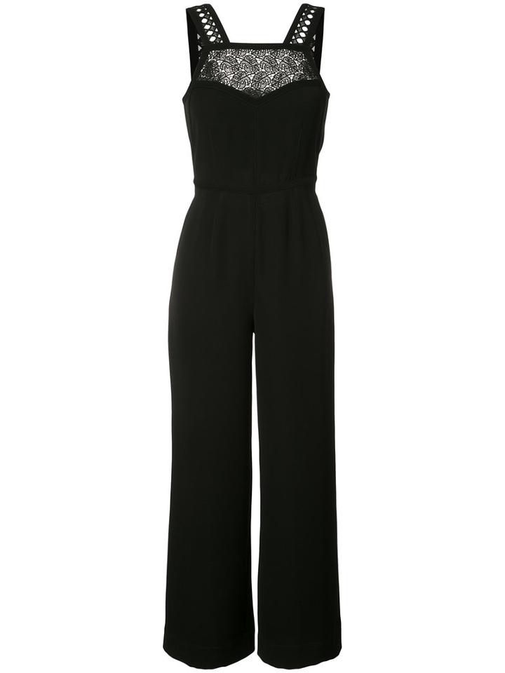 Yigal Azrouel - Lace Apron Jumpsuit - Women - Polyester - 4, Women's, Black, Polyester