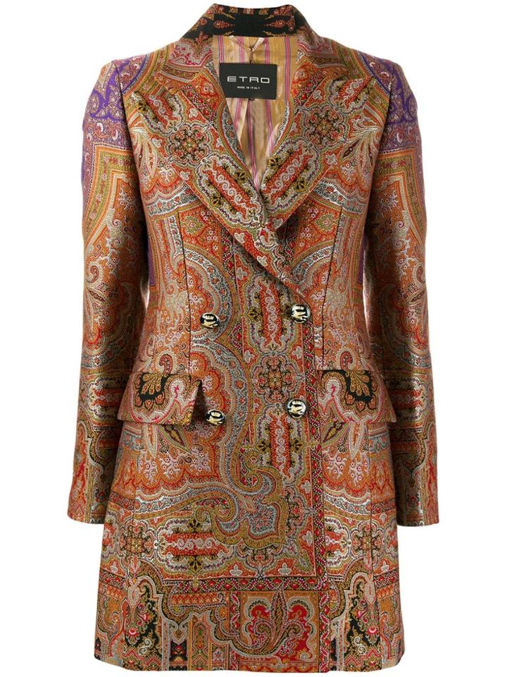 Etro Paisley Jacquard Coat - Brown