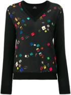 Ps By Paul Smith V-neck Panelled Blouse - Black