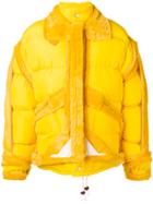 Maison Margiela Oversized Shearling Trim Puffer Jacket - Yellow &