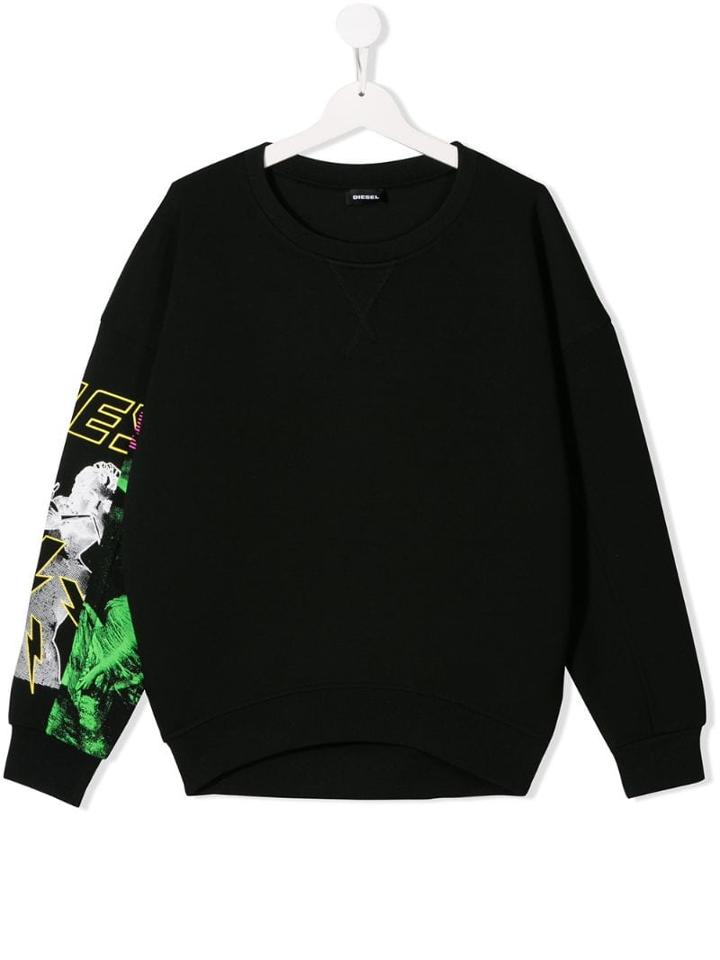 Diesel Kids Graphic Print Sweater - Black