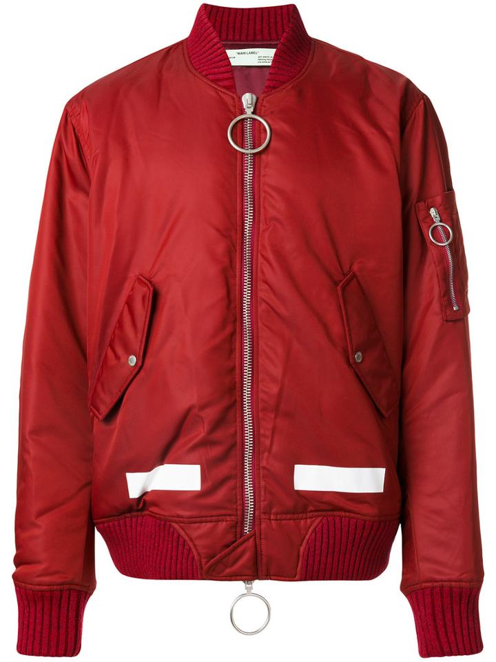 Off-white - Zip Up Bomber Jacket - Men - Polyamide/viscose - S, Red, Polyamide/viscose