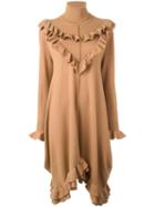 Stella Mccartney Frilled Knit Dress, Women's, Size: 42, Brown, Virgin Wool