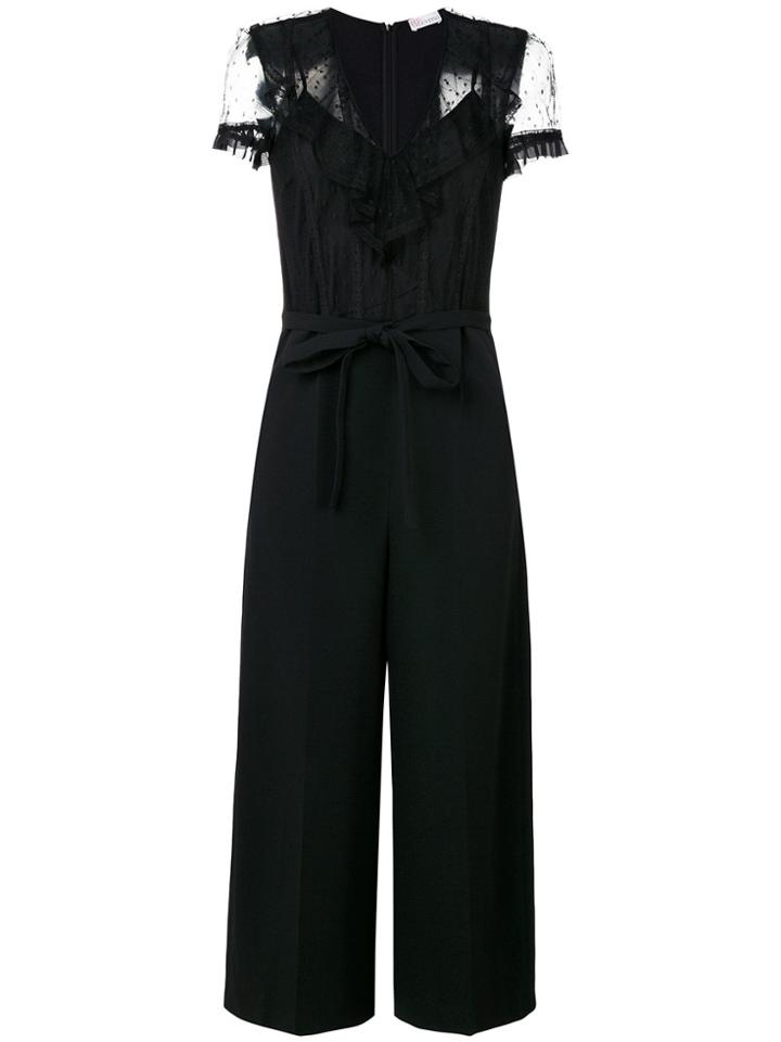 Red Valentino Sheer Shoulders Belted Jumpsuit - Black