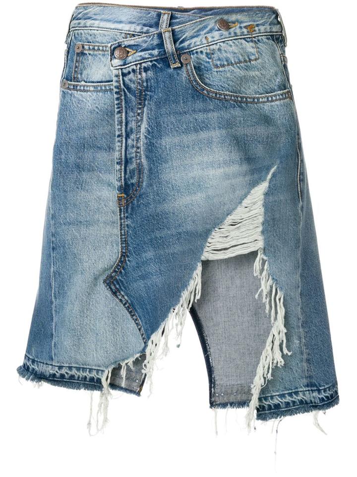 R13 Ripped Denim Skirt - Blue