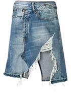 R13 Ripped Denim Skirt - Blue