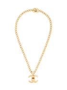 Chanel Vintage Cc Turnlock Necklace - Metallic