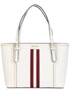 Bally Stripe Front Tote Bag, Women's, White, Leather