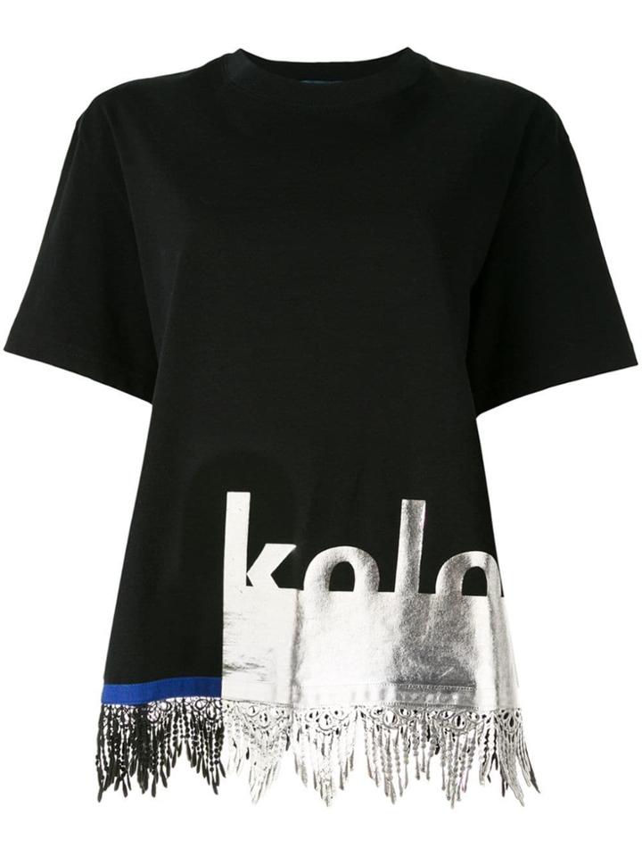 Kolor Fringe-trim T-shirt - Blue