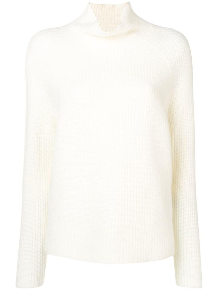 N.peal Ribbed High Neck Sweater - White