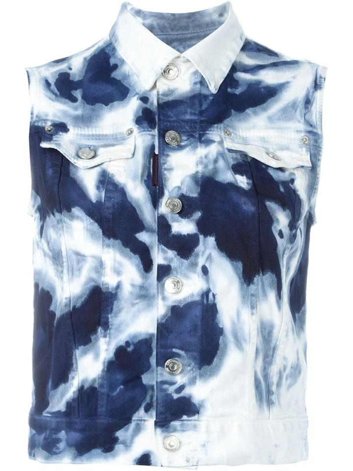 Dsquared2 Tie-dye Sleeveless Denim Jacket