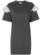 Anna K - Frill Sleeve T-shirt Dress - Women - Cotton/polyester/spandex/elastane/microfibre - M, Grey, Cotton/polyester/spandex/elastane/microfibre