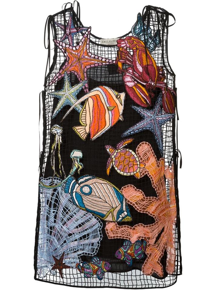 Emilio Pucci Embroidered Fishnet Tank Dress