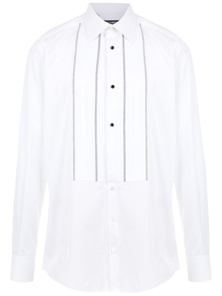 Dolce & Gabbana Topstitching Detailed Bib Shirt - White