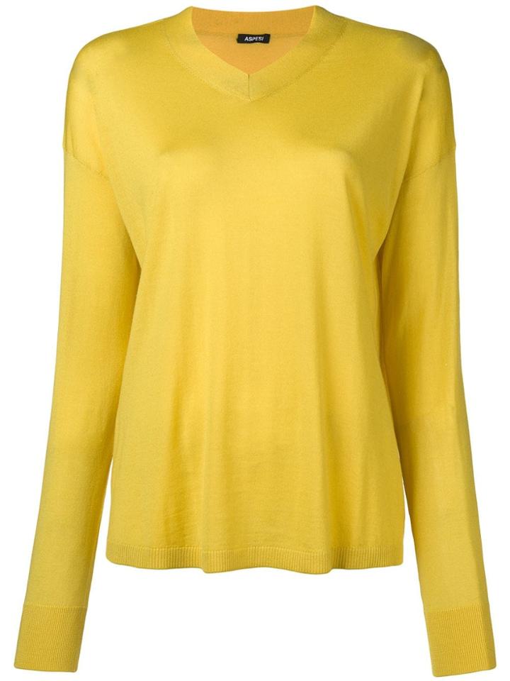 Aspesi Fine Knit V-neck Sweater - Yellow
