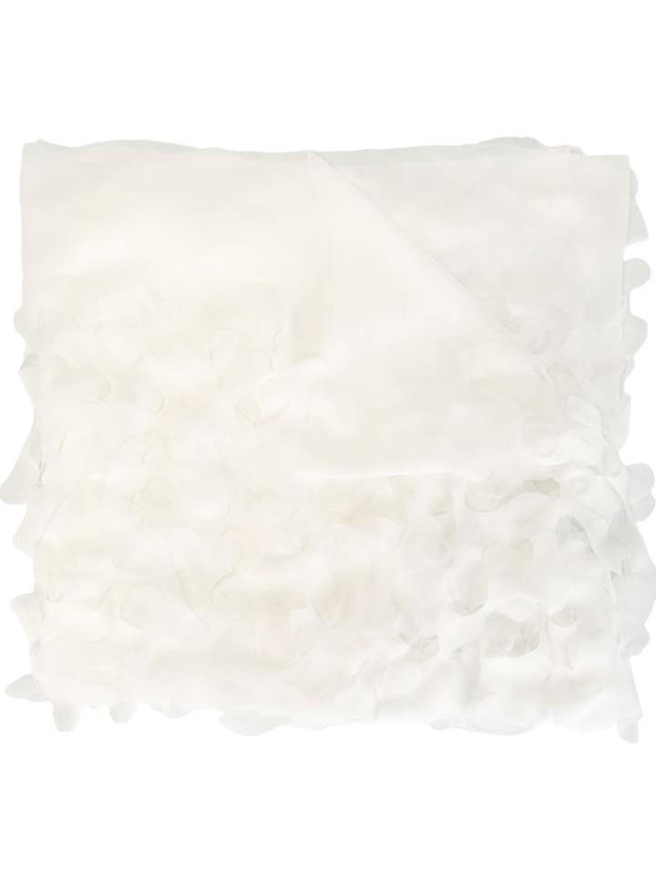 Laser Cut Scarf, Women's, White, Polyester, Maria Calderara