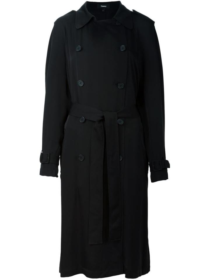 Theory Double-breasted Coat, Women's, Size: Xs, Black, Silk