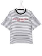 Philosophy Di Lorenzo Serafini Kids Striped Print T-shirt - White