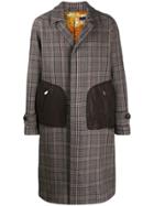 Etro Checked Single Breasted Coat - Brown