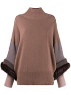 Agnona Fox Fur Trim Turtleneck Jumper - Pink