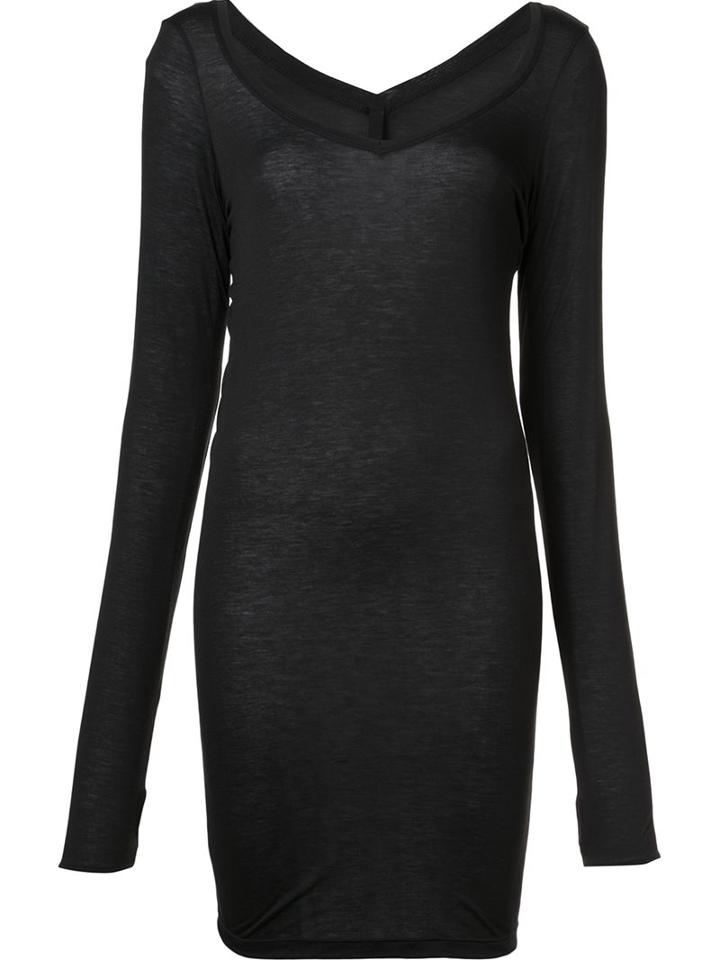 Isabel Benenato V-neck Long T-shirt, Women's, Size: 40, Black, Modal/virgin Wool