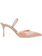Sergio Rossi Patent Sling Backs - Nude & Neutrals