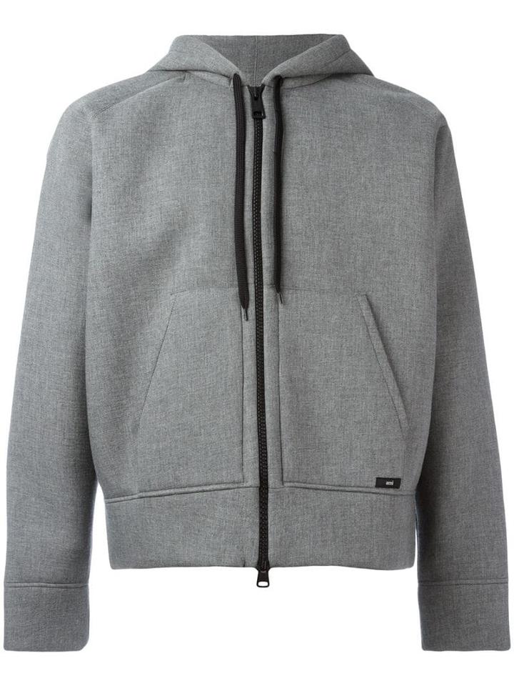 Ami Paris Zipped Hoodie - Grey