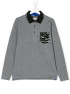 Armani Junior Teen Long-sleeved Polo Shirt - Grey